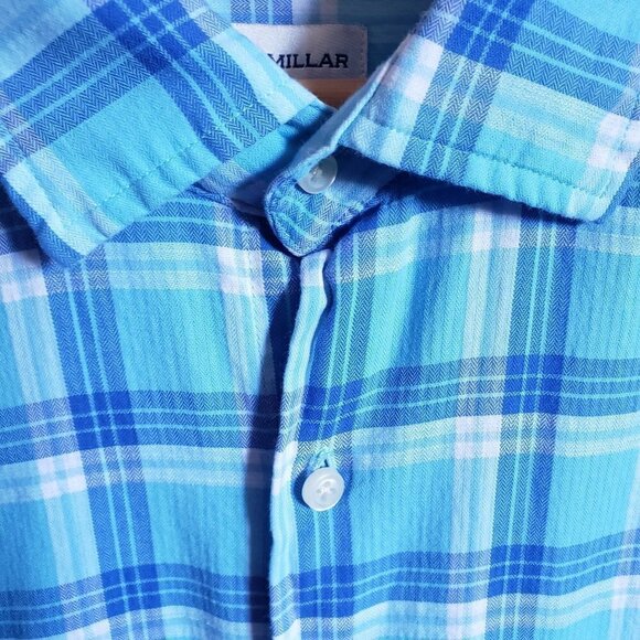 Peter Millar Seaside Plaid Long Sleeve Shirt Button Down Aqua Blue Size Mens XXL - Picture 5 of 11